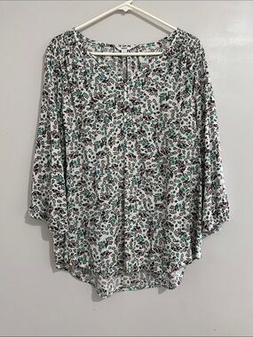 Sonoma White Floral Button-Front Peasant Blouse